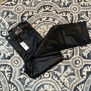 *New* High Waisted 🔥 Black Coated 🔥 Straight 🔥 Ankle Jeans 0R